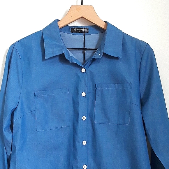Fuinloth - Medium - Blue Button Down Shirt - Picture 1 of 6